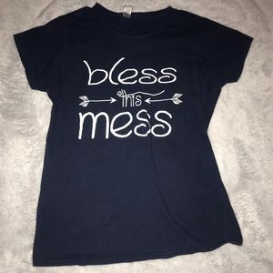 Navy blue “ bless this mess” tee